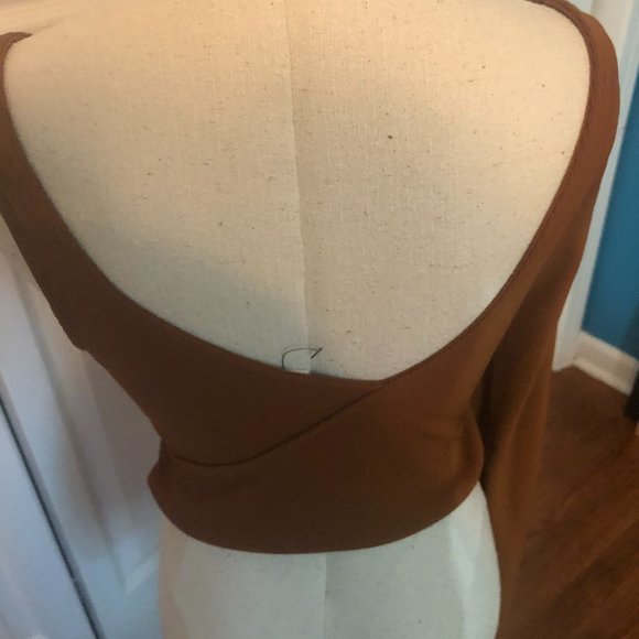 Topshop Brown one arm top -US size 8 - Picture 4 of 5